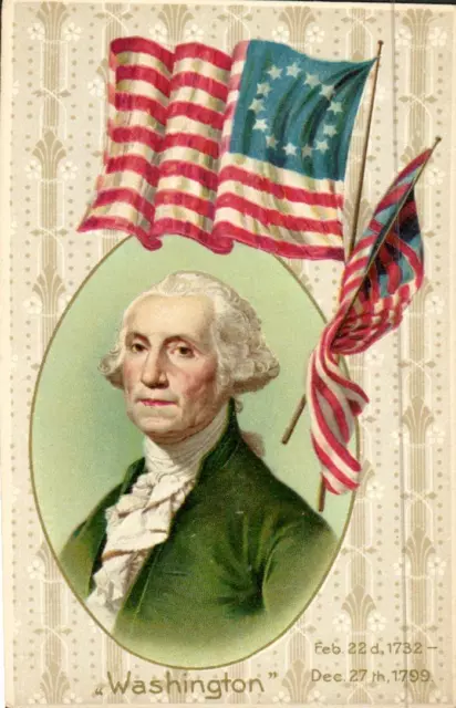 Portrait of GEORGE WASHINGTON Beautiful Vintage Winsch-Back PATRIOTIC Postcard