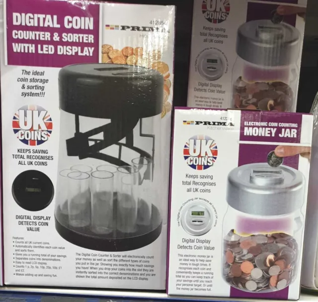 Digital Coin Counter And Sorter Money Jar Change Counting Organise Lcd Display