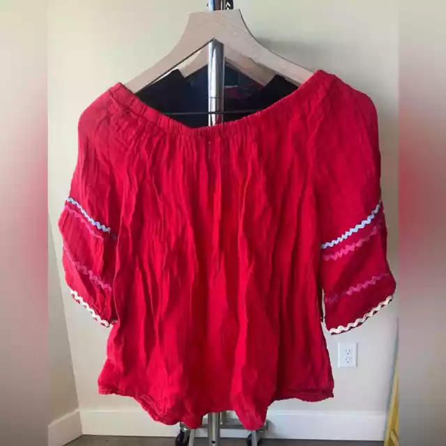 XS 🔖 MICHAEL STARS Off Shoulder Top Double Gauze Salsa Red DMG47RC0517 $138 3