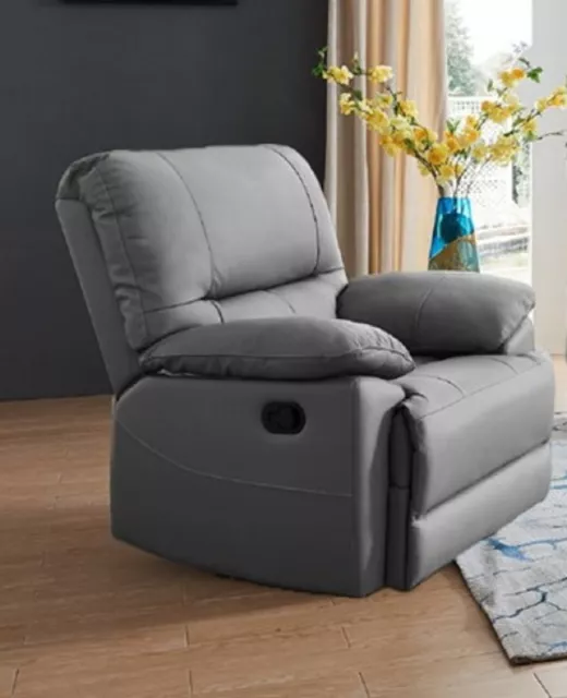 Dark Grey High Grade Genuine Leather Reclining Recliner Armchair  OREGON 2