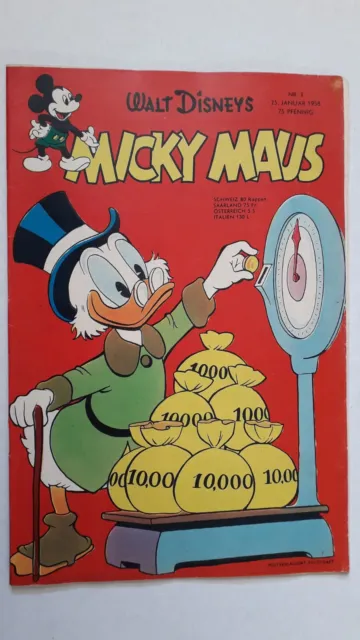 Micky Maus Nr.3 vom 25.1.1958 mit MMK-Zeitung, Sammelbild - ORIGINAL COMICHEFT