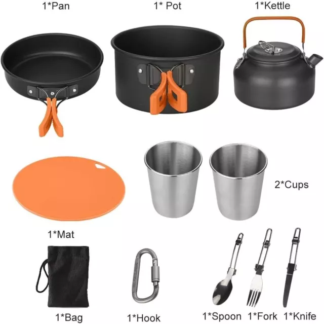 13 Pcs Camping Cookware Set Nonstick Outdoor Aluminum Lightweight Camping Pan UK