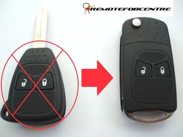 2 Tasten Flip Key Case Upgrade für Chrysler Dodge Jeep Fernbedienung Schlüsselanhänger