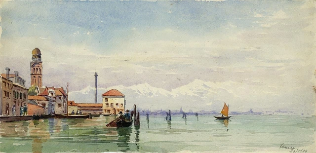 Aquarelle Originale John Marshall - Canal à Venise, 1937 - Non Encadrée
