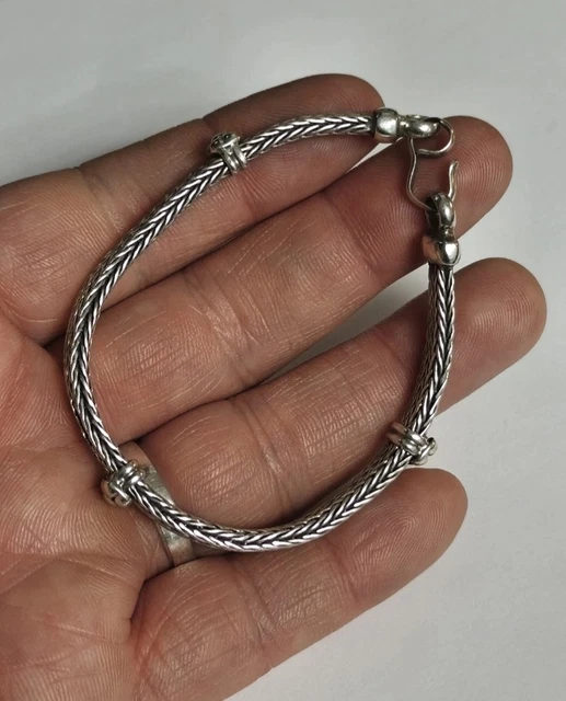 Bracelet En Argent Massif 925 Avec Poinçon Crabe - Bijou Berbère Oriental Art D'Orient, 29 Grammes