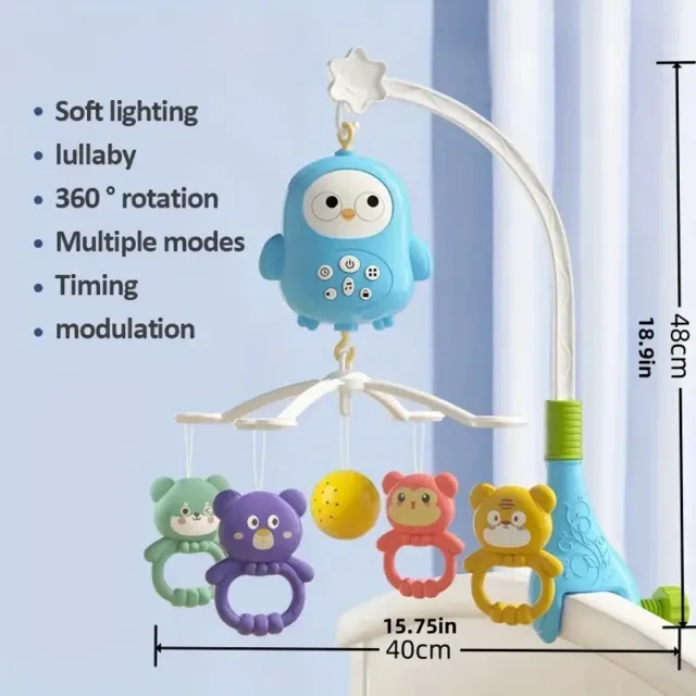 Infant Baby Music Rotating Bed Bell Toys Rattle Head Bell 6-in-1 Montessori Toys 2