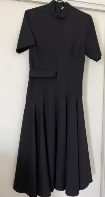 Comme des Garcon Black Asymmetric Waist, Full Circle Skirt, Half Belt Dress. M