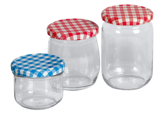 EmSy Schraubdeckelglas mit 82mm TO-Deckel kariert 420 ml 6er Pack