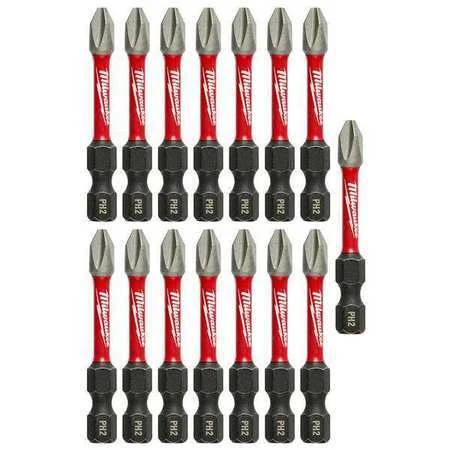 Milwaukee Tool 48-32-5004 Shockwave 2” Impact Phillips #2 Power Bits (15