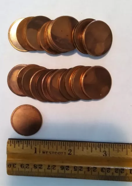 Copper Disk Circle Blanks 15/16" Diameter 1/16'' Thick 25 Pieces