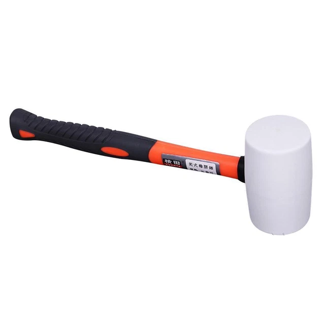 Marteau maillet en caoutchouc blanc avec manche en fibre de verre pour