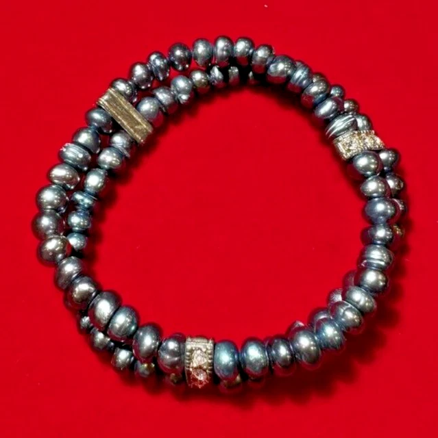 Bracelet De Deuil Vintage En Celluloïd Noir Sculpté Fleur Papillon - Pièce Ancienne
