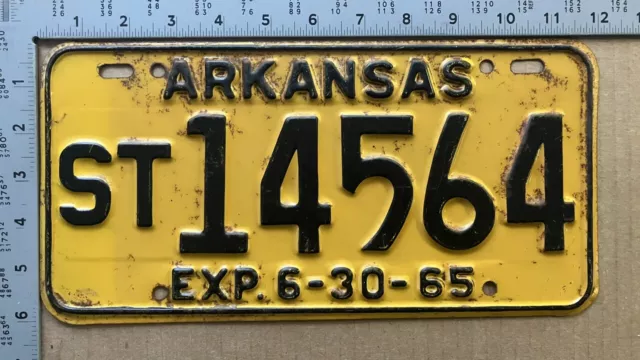 1965 Arkansas semi trailer license plate ST 14564 YOM DMV great YELLOW 14959
