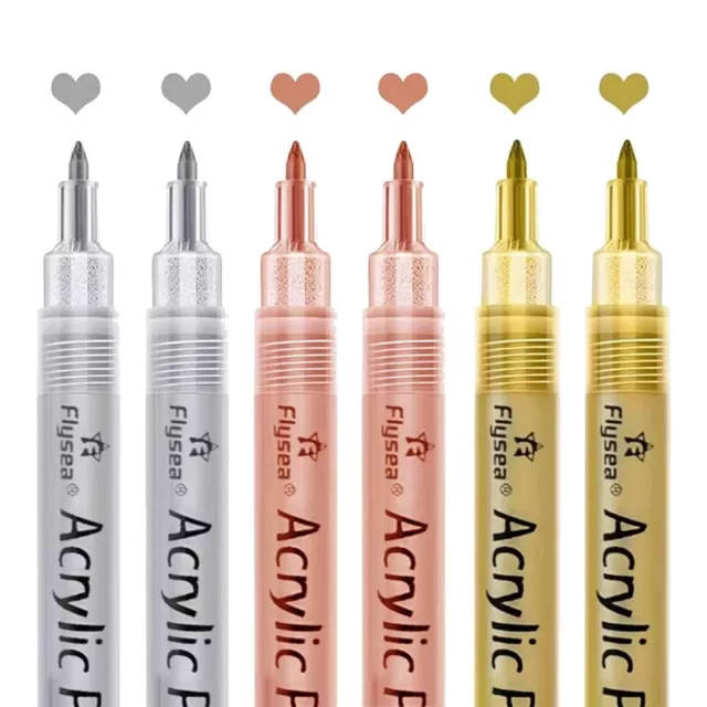 Acrylic Paint Pens - Gold,Silver and Rose Gold Paint Pens, Metallic Marker