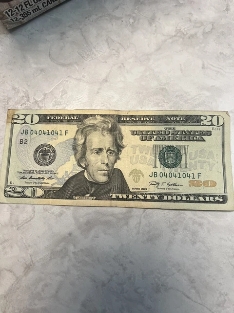 2009  $20 Dollar .Repeater  Serial Number