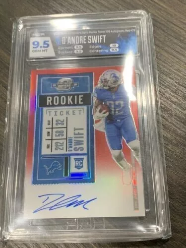 D'ANDRE SWIFT RC  2020 Contenders Optic ROOKIE TICKET AUTO REDHGA 9.5 GEM MINT ;
