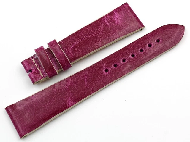 Bracelet De Montre En Cuir Véritable Violet - 22/20mm Ou 24/22mm, Barrette à Ressort - Fait Main UK