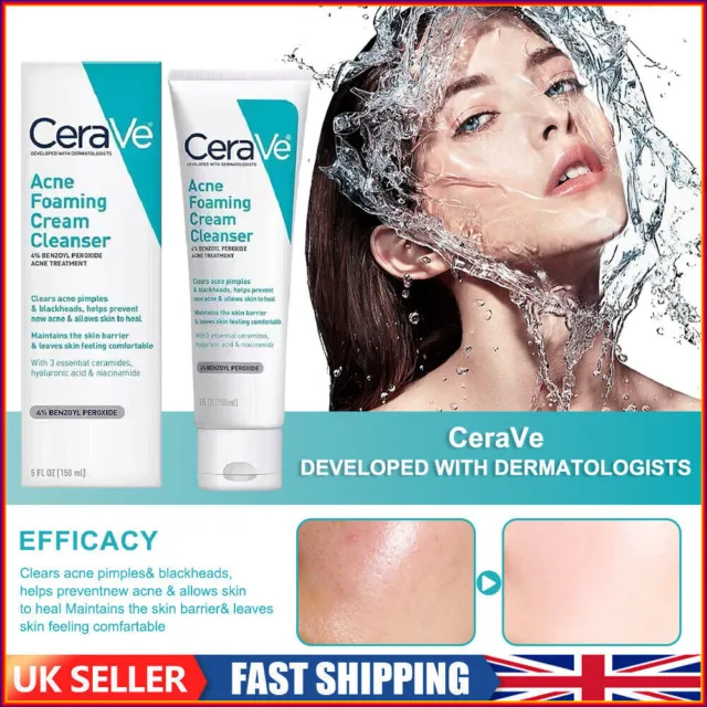 Cerave Acne Foaming Cream Face Cleanser 4% Benzoyl Peroxide -Fast Dispatch