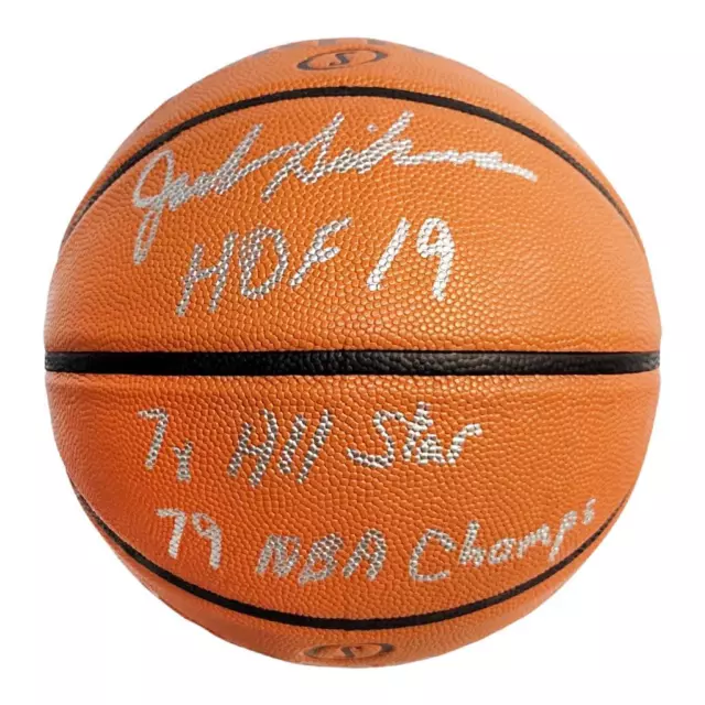 Jack Sikma Signed Three Inscription Spalding NBA Neverflat I/O Basketball (JSA)