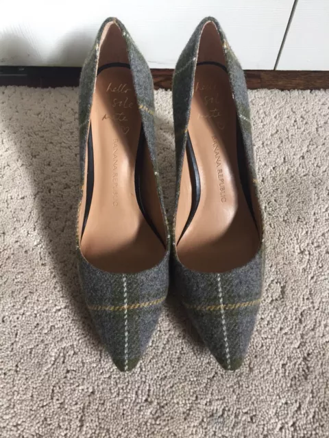 Nwob Banana Republic Hello Sole Mate Plaid Pumps Size 8 Rare