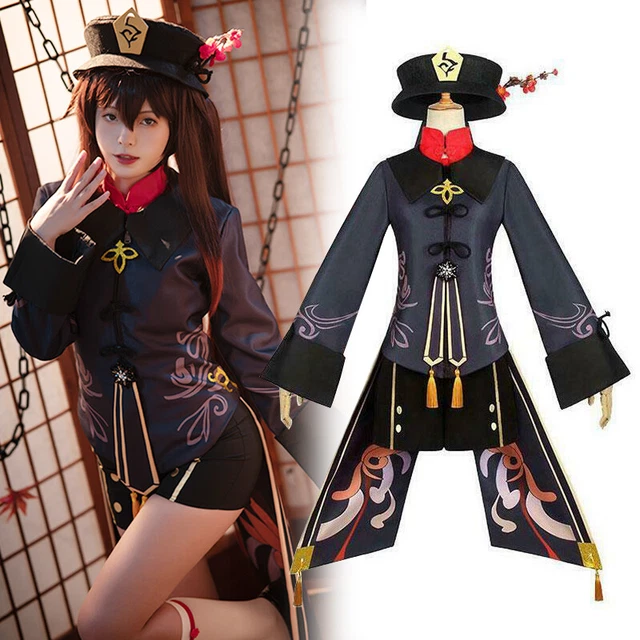 US Ship Genshin Impact Hutao Cosplay Costume Women Brown Outfit Size XXL