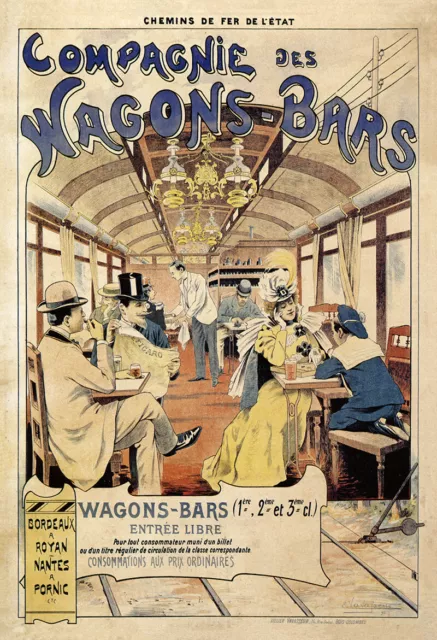 Compagnie des Wagons Bars Eisenbahnwaggon Bordeaux Royan Nantes Plakate A3 245