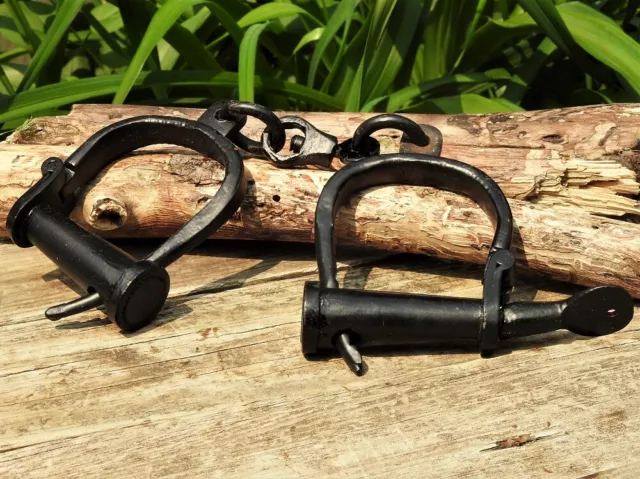 Medieval Dungeon Replica Handcuffs - Hand Forged - Shackles - Antique - Old West
