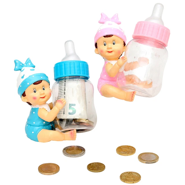 2 x Spardose Sparfigur Baby mit Fläschen blau/rosa Polyresin 10cm 20 0204 2 x Spardose Sparfigur Baby mit Fläschen blau/rosa Polyresin 10cm 20 0204