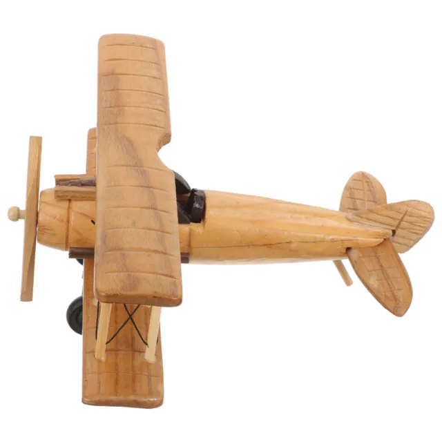 Retro-Holzflugzeug Hölzern Büro Flugzeugmodell Miniaturspielzeug