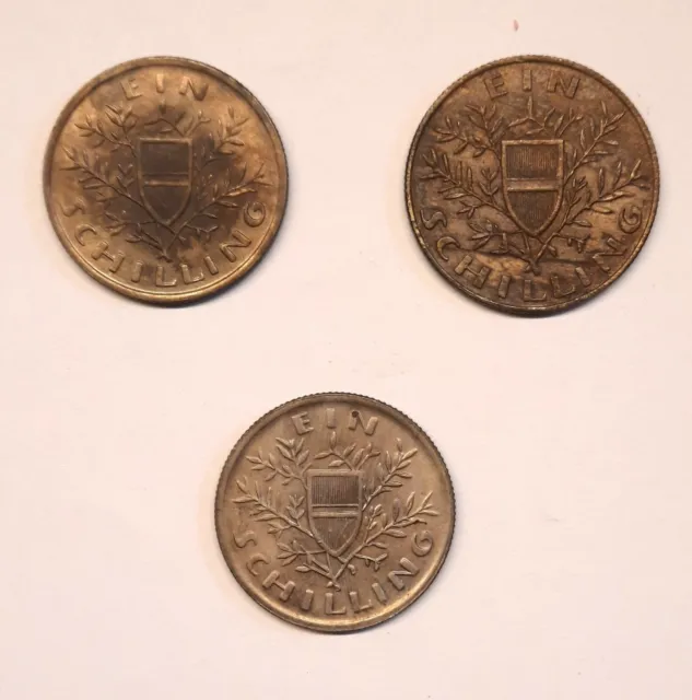 Österreich 3x 1 Schilling silber 1924 + 25 schön-vorzüglich