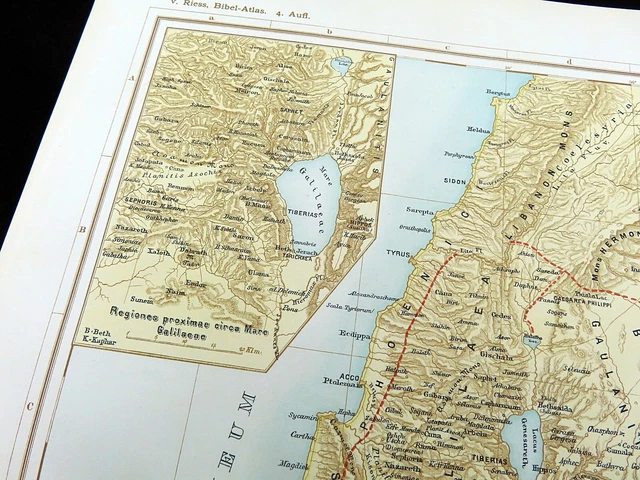 ANCIEN CARTE DE Ancien Israel Palestine Temps De Jésus Christ The Holy