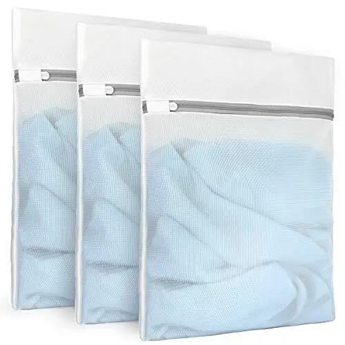 3Pcs Durable Fine Mesh Laundry Bags for Delicates 12 x 16 Inches (3 Medium)