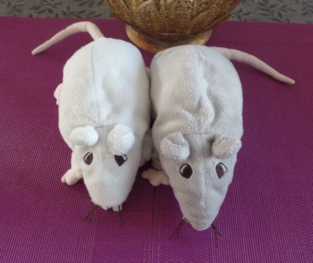 B17G / lot 2 doudou peluche rat gris et blanc IKEA