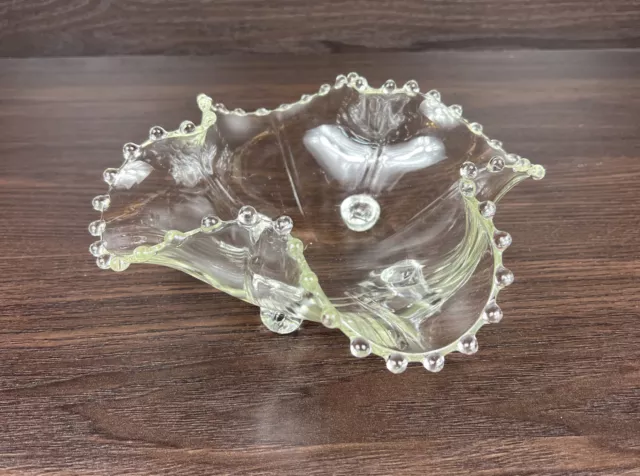 Gorgeous Vintage Imperial Candlewick Crimped Footed Clear Glass Bowl