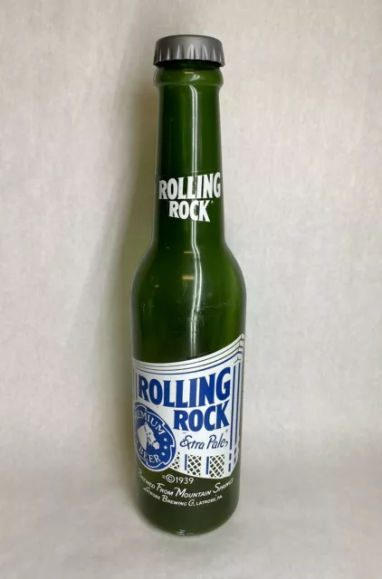 Rolling Rock Extra Pale Bottle Shaped Coin Bank 23” x 6” Latrobe Brewing Co. PA