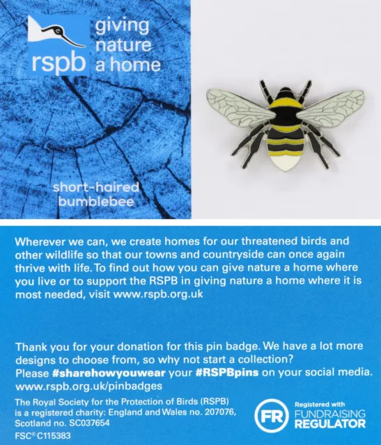 RSPB Pin Badge short-haired bumblebee GNaH Blue 02905
