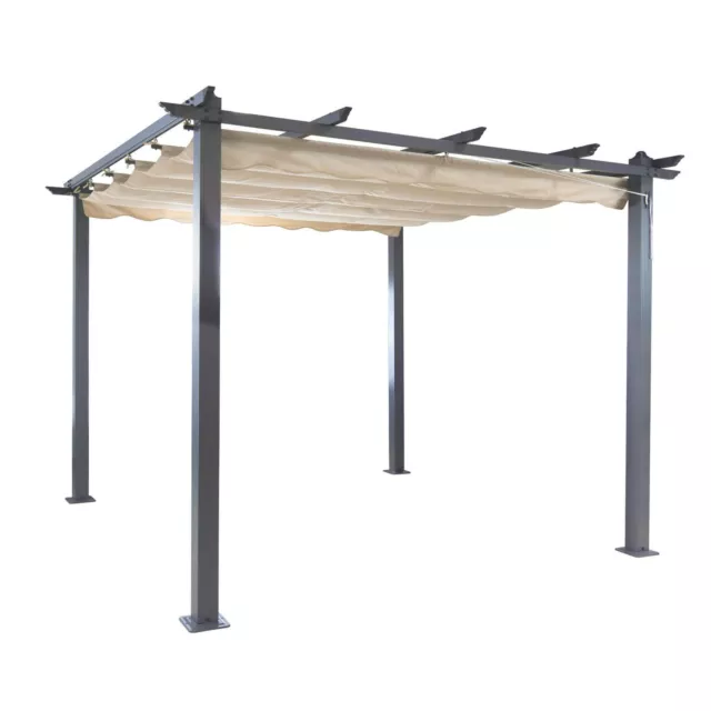 Alu Pergola Garten Pavillon Sonnenschutz Freiburg mit Sonnendach beige 296x296cm