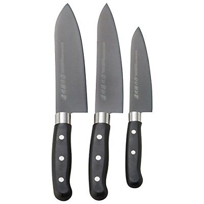 Magoroku Kitchen Chefs Knife set Titanium Coat 3 set  made in Japan F/S New