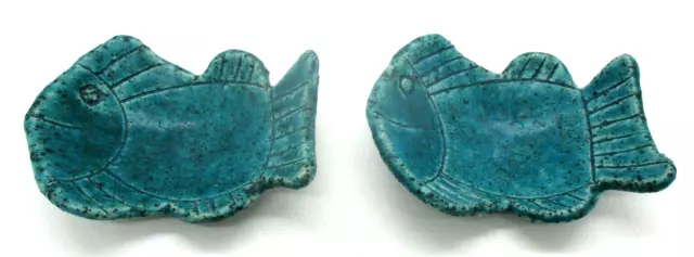 2 Vintage Fish Shaped Stoneware Soad Trinket Dishes
