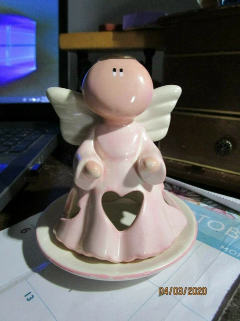 Angel Cheeks Pink Angel Figure Russ Berrie Kirk’s Kritters Votive Candle Holder