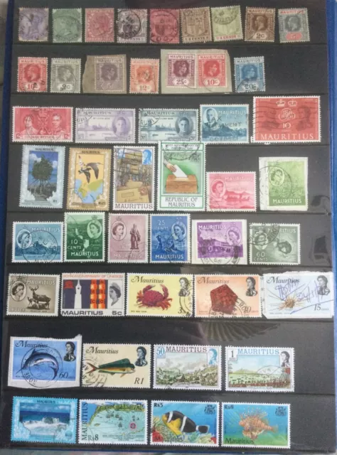 Mauritius stamps from QV, used, couple on paper