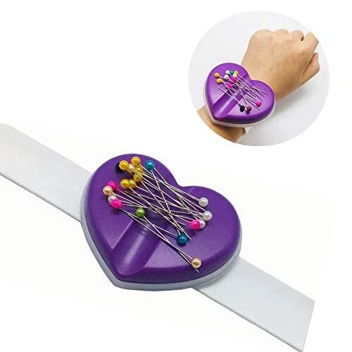 New Heart Magnetic Wrist Pin Holder Sewing Pin Cushion Caddy Storage Case Sewing
