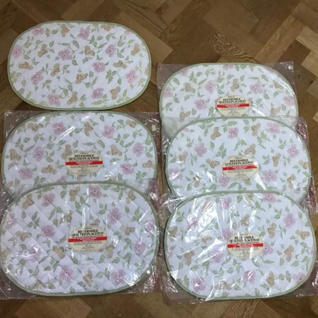 Tovagliette floreali trapuntate vintage con segni e spencer x6