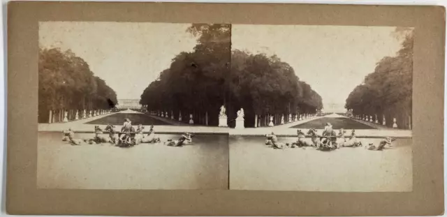 France, Château de Versailles, le Bassin d&#039;Apollon, Vintage albumen print,