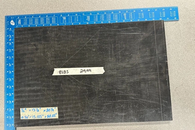 1/2" Thick DELRIN / ACETAL BLACK FLAT SHEET STOCK 1/2" x 13 1/8" x 20 1/4"