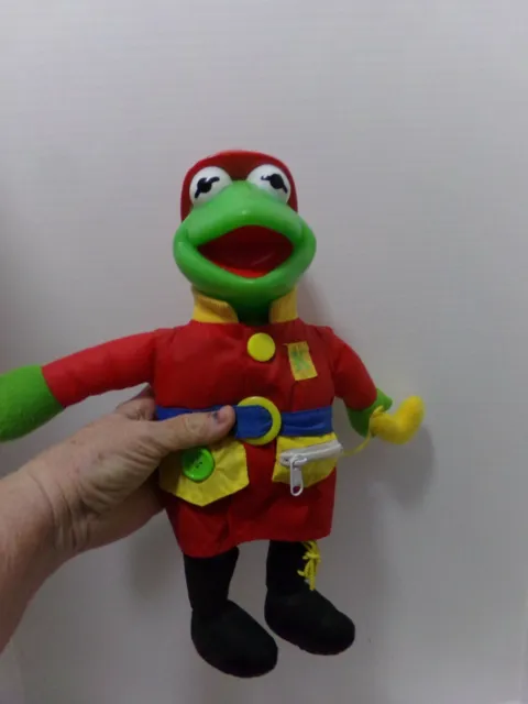 1990 Jim Henson Kermit the Frog Fireman Dress Me Plush Doll Teaches Mattel Arco
