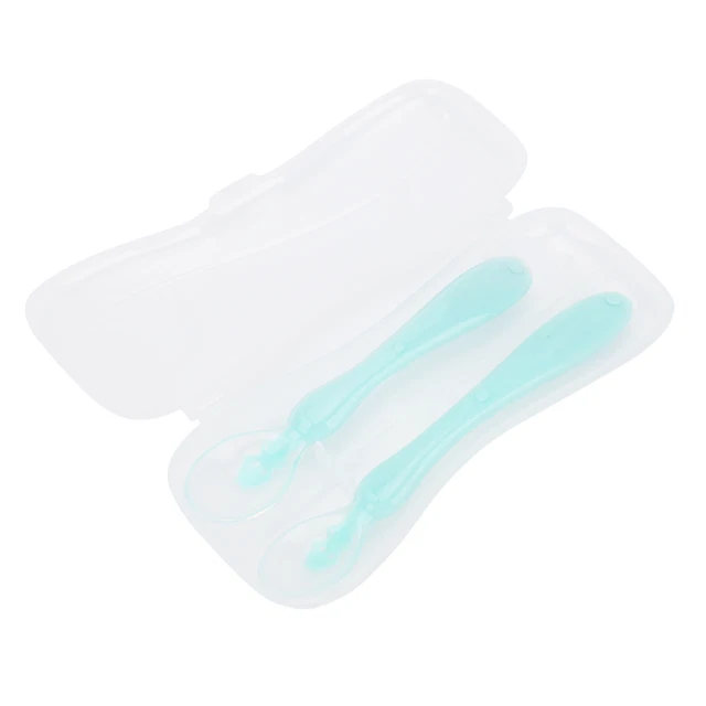 (vert)Cuillère Souple En Silicone Avec étui De Rangement 2 Pièces Ensemble