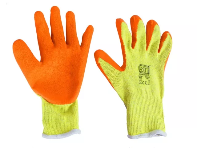 Naranja Protector Seguridad Guantes de Trabajo Agarre Con Palma Látex Revestido 2