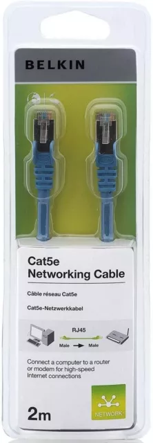 Belkin 2m RJ45 Male to Male Fast CAT5e Snagless Patch Cable - Blue *BNIB*