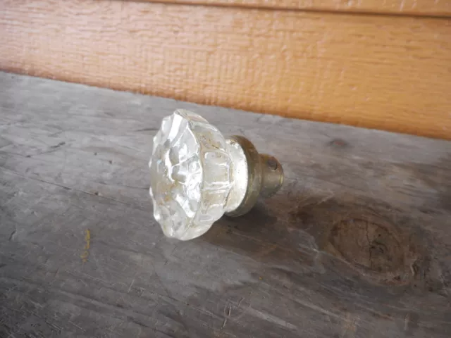 Salvaged glass door knob VINTAGE 12 SIDED BRASS DOOR KNOB Restoration Farmhouse